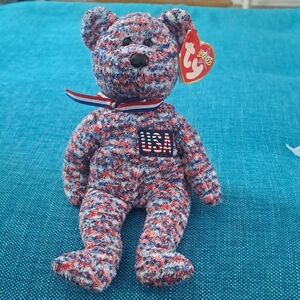 USA Ty Multicolor USA Bear Plush Year 2000. Rare Find.
